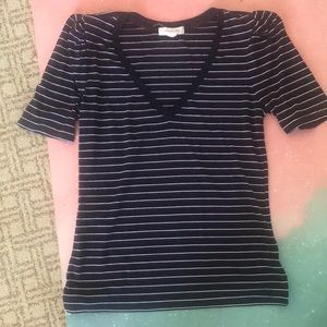 Nordstrom Navy, Red, White striped v neck t-shirt / blouse